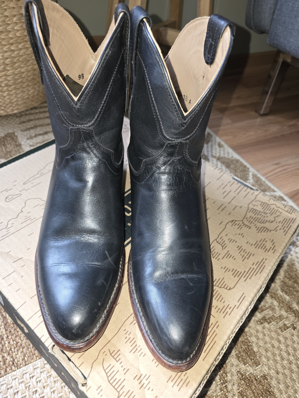 Tecovas The Penny Women's Black Leather Western Ankle Boots